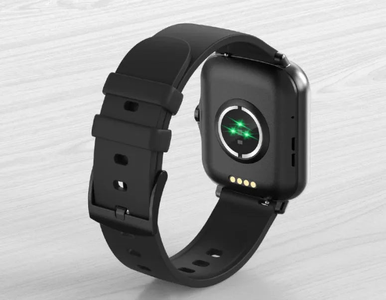 Smart watch with 1.7-inch colour touch screen showing fitness metrics and Bluetooth call interface