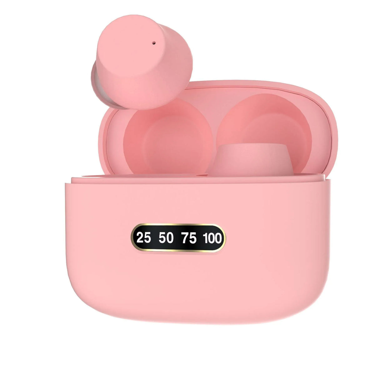 M8 Bluetooth earbuds with charging case, touch control, Black Pink White, 10mm dual drivers, 250mAh case.