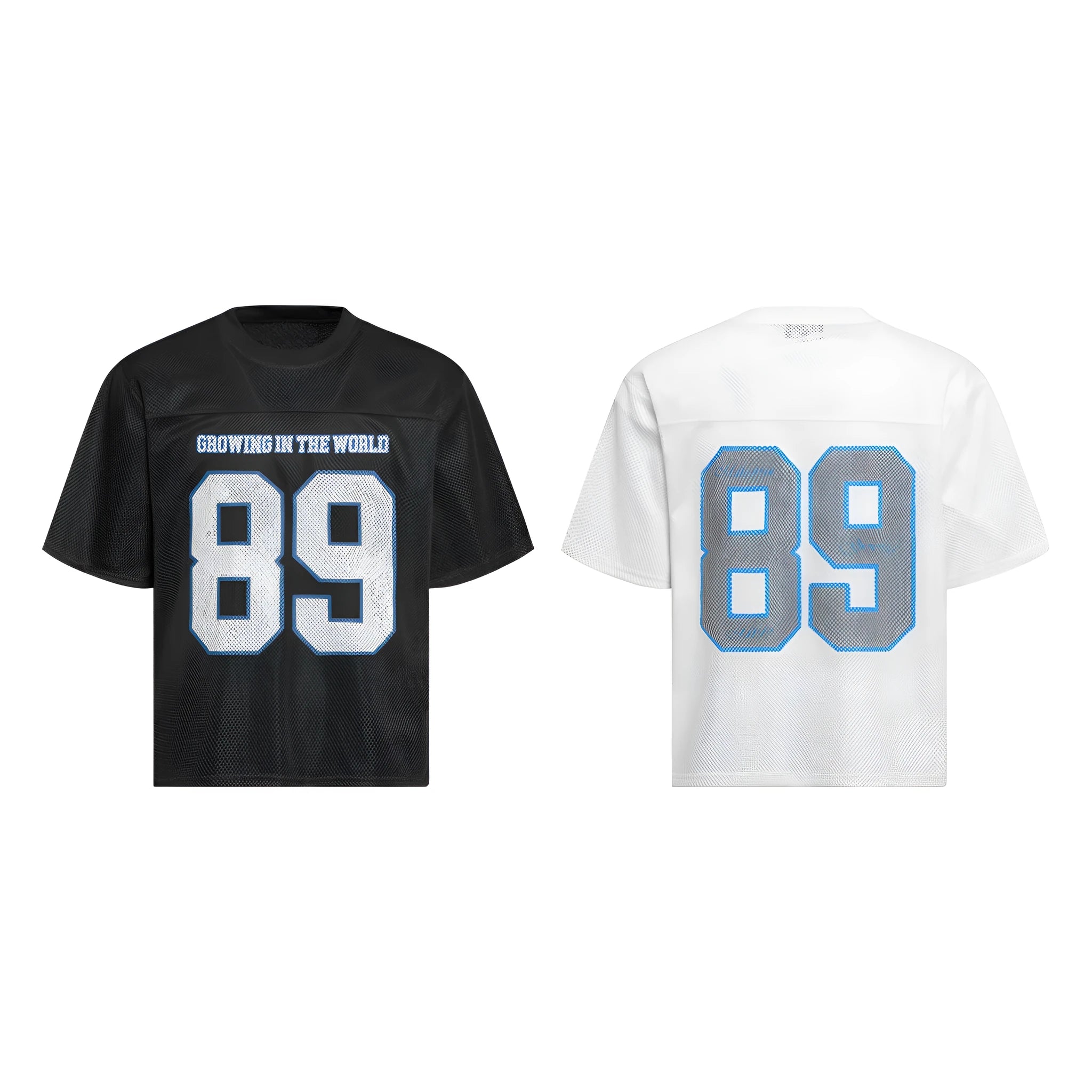 Black loose-fit casual T-shirt with white alphanumeric print design on front