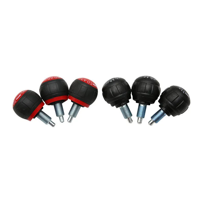 Spherical rotating pull pin spring for fitness equipment, Grade A, plastic and metal, black or red.