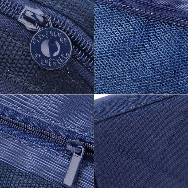 Large canvas pencil case with double zipper in yellow, black and dark blue colour options