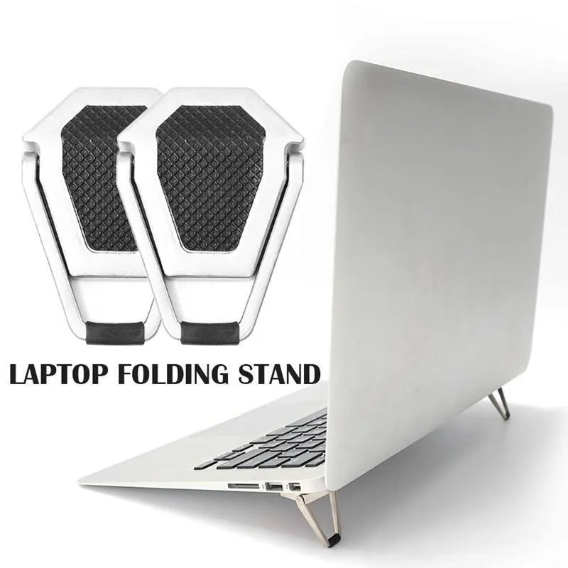 Compact foldable aluminum alloy laptop bracket with 3M adhesive for screen support