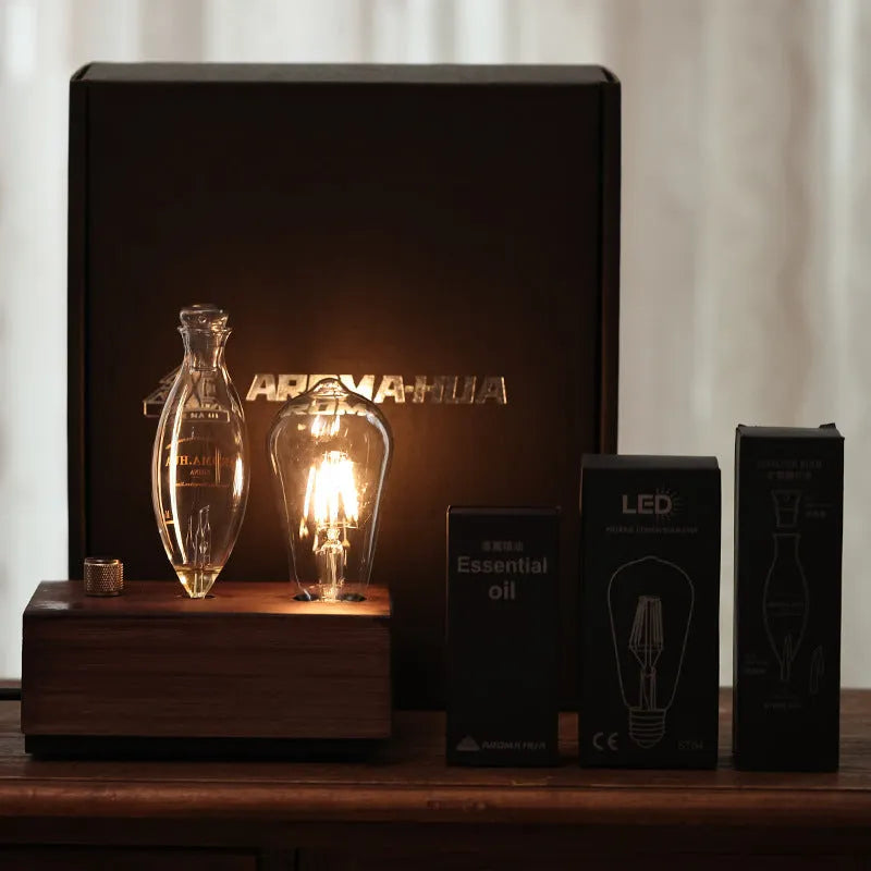 Glass column smart waterless aroma diffuser with ambience light, plug-in, button operation, 0.5L reservoir