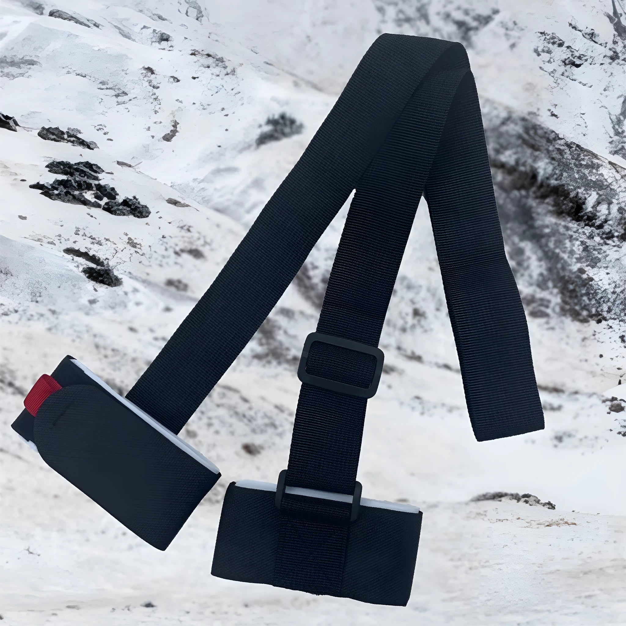 Fixed sewing skiing bandage strap with hook and loop closure in black, blue, pink, or red.