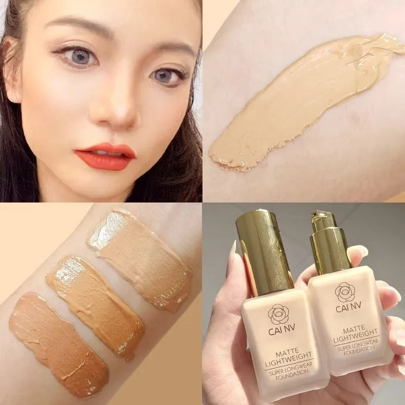 Wheat coloured liquid foundation cream in bottle for combination skin with natural finish