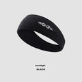 Seamless knitted exercise hair band in black colour shown on active person