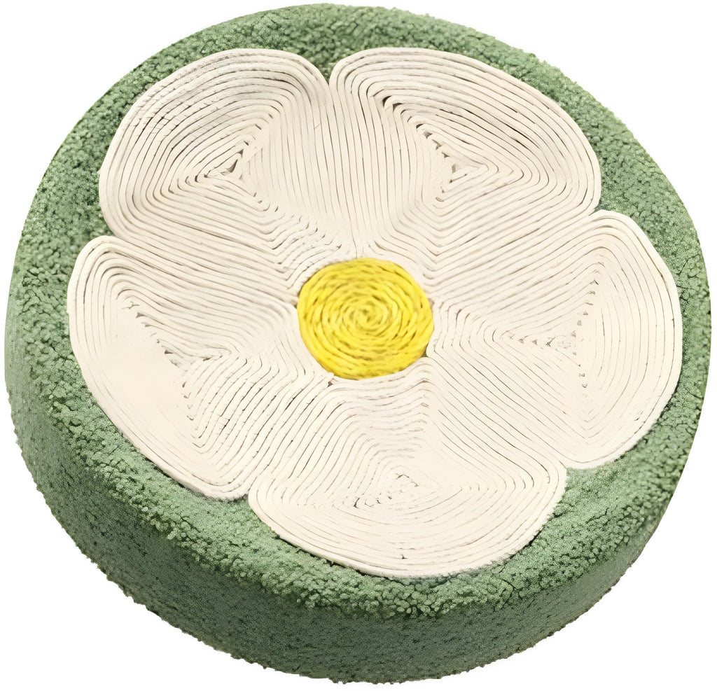 Green round sisal cat scratcher bowl lounge bed for kittens.