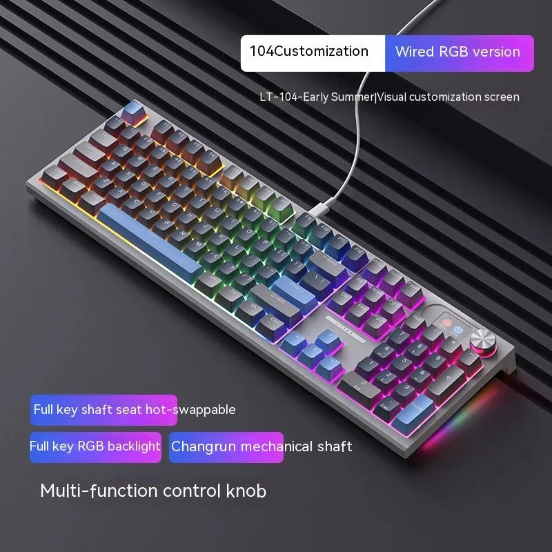 Bluetooth wireless three-mode mechanical keyboard with ABS construction and Type-C cable