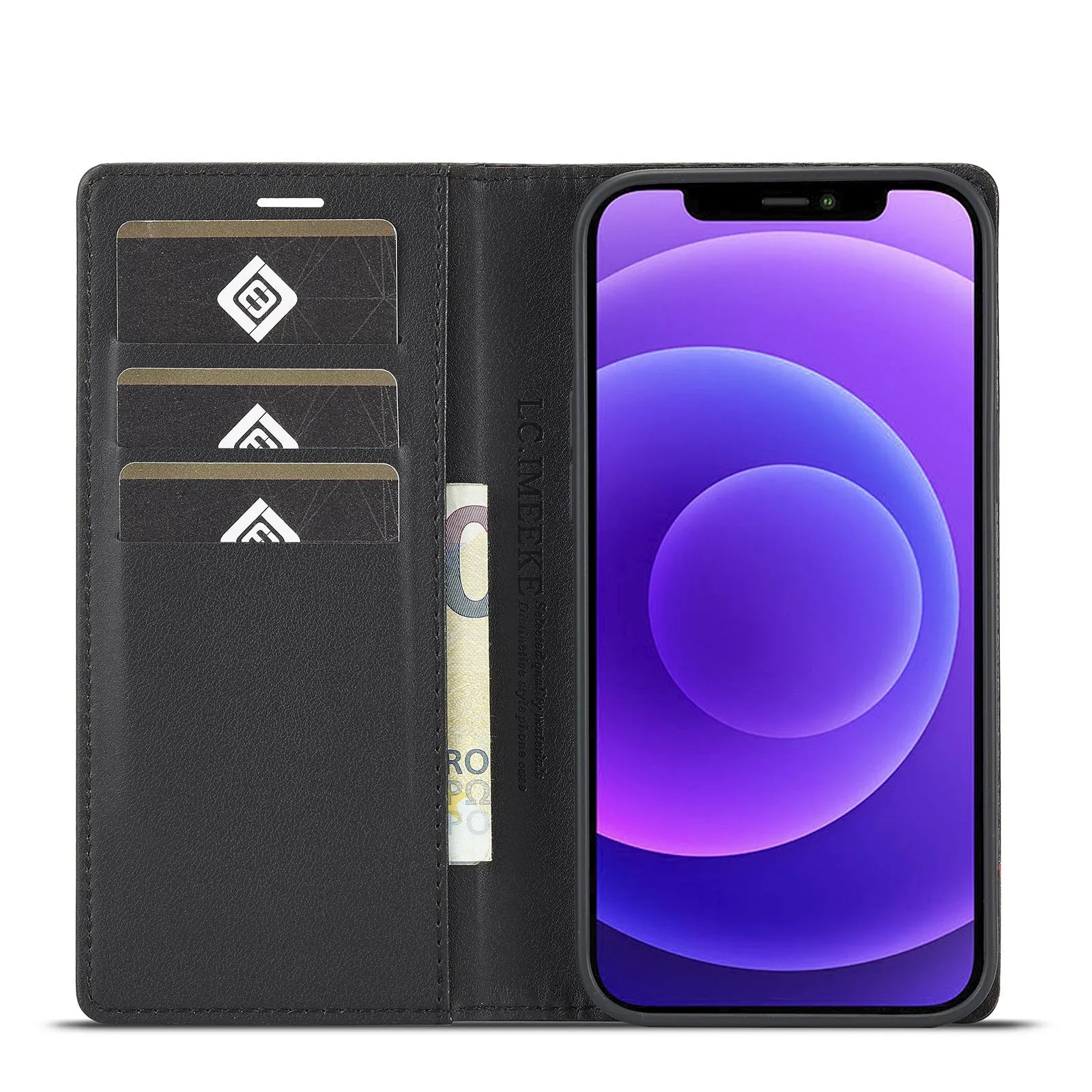 Flip leather phone case with carbon fibre magnetic mixed style in horizontal colour for iPhone