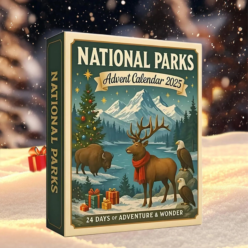 Plastic advent calendar with trekking national parks theme for 2025 Christmas countdown
