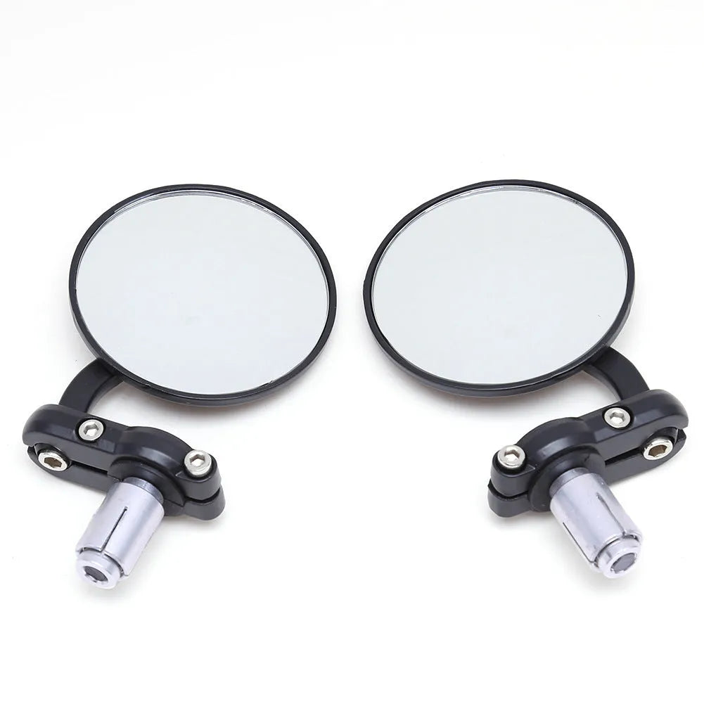 Motorcycle modified handlebar rearview mirror with 22mm clamp black aluminium cover spherical glass