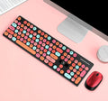 Xinmeng N620 Vibrant Yellow Mixed Colour wireless keyboard and mouse set on a desk.