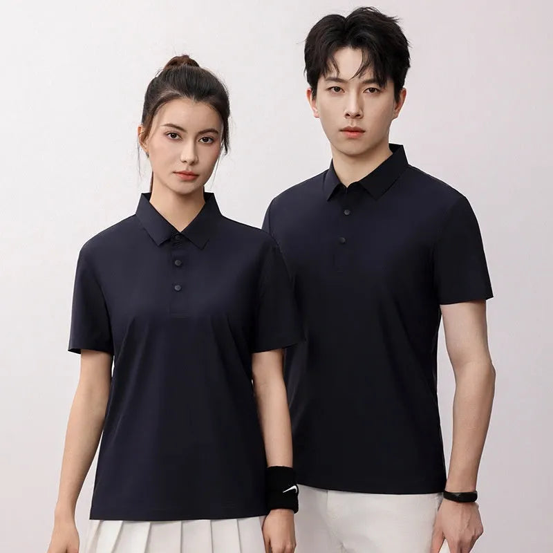 Chemical fibre blend polo shirt in apple green colour with short sleeves and loose fit for summer sports