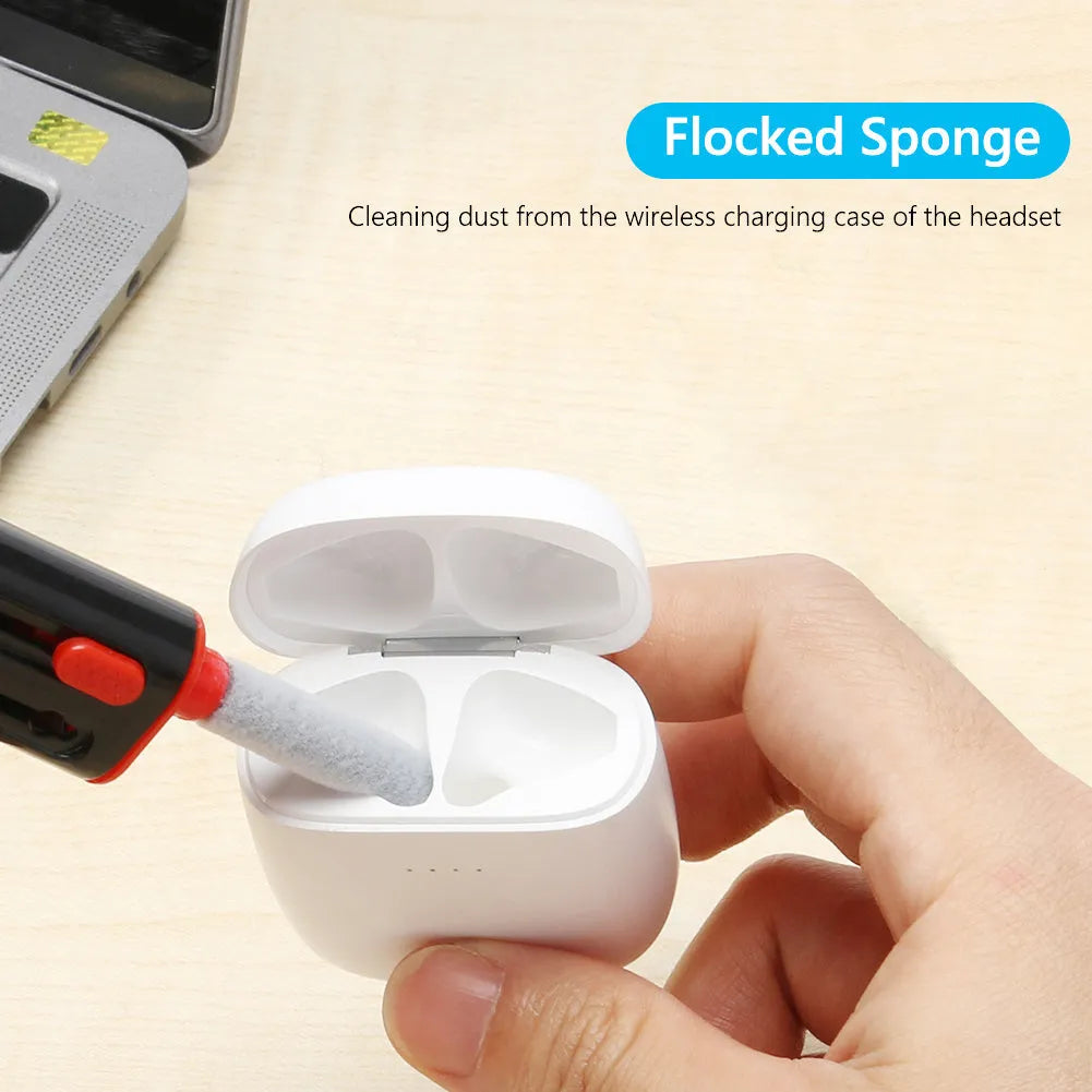 AirPods Pro cleaning pen kit with white and red double-headed design, showing brush and sponge tools.
