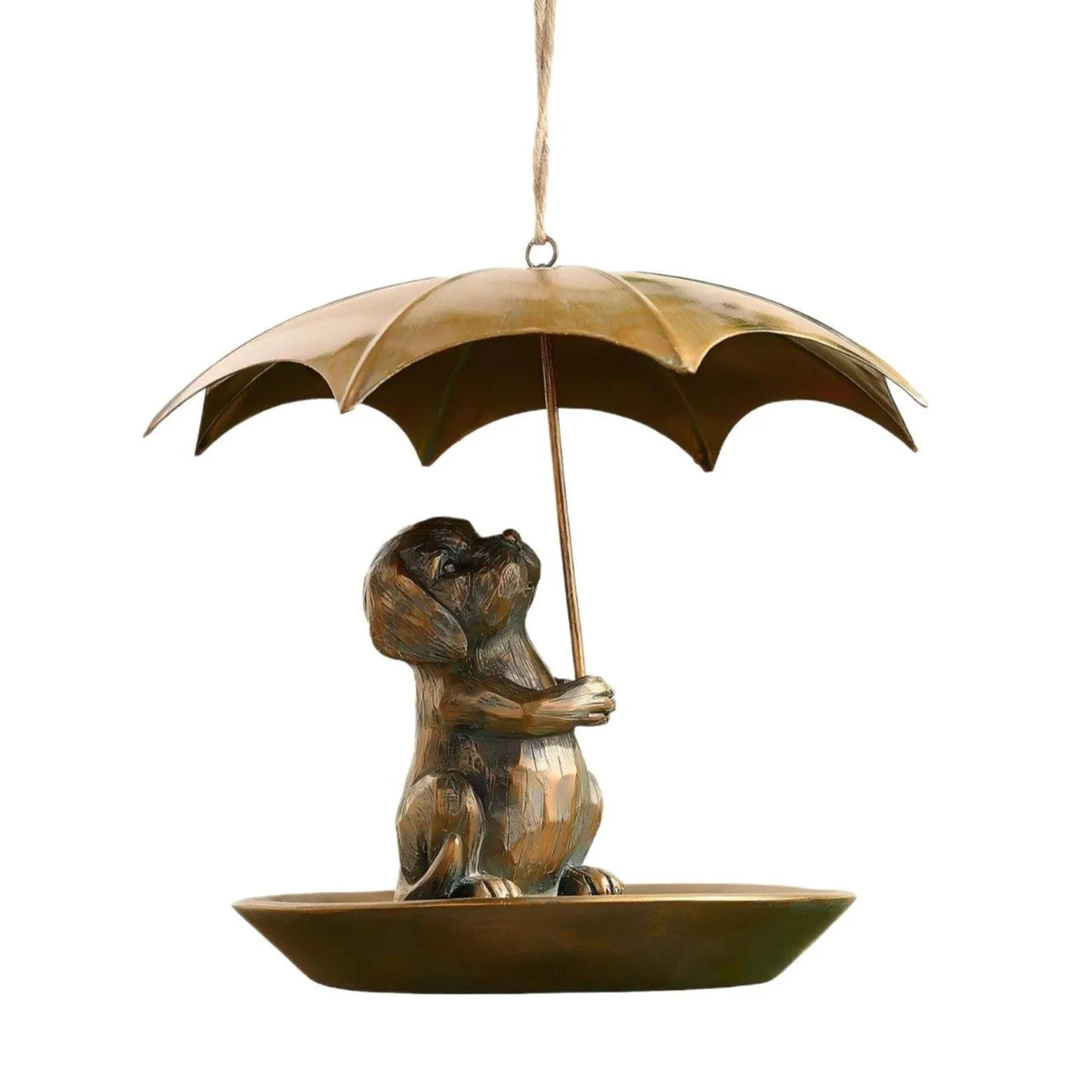 Portable umbrella-shaped bird feeder in cat or dog design, 10cm by 9cm, American country style for garden use.