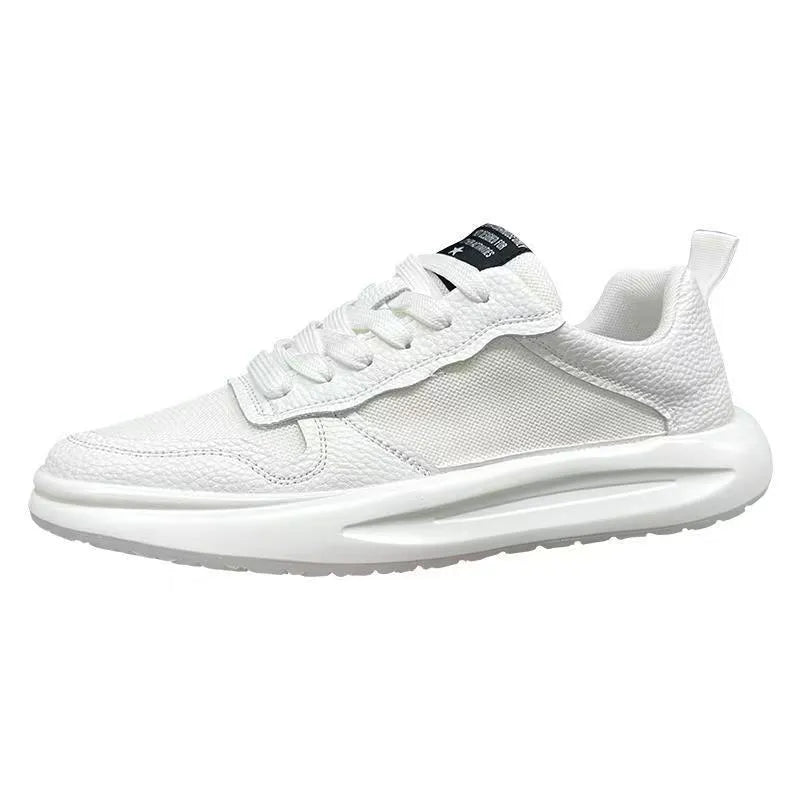 Men's breathable mesh casual shoes in white and yellow with rubber sole, size 39 to 43