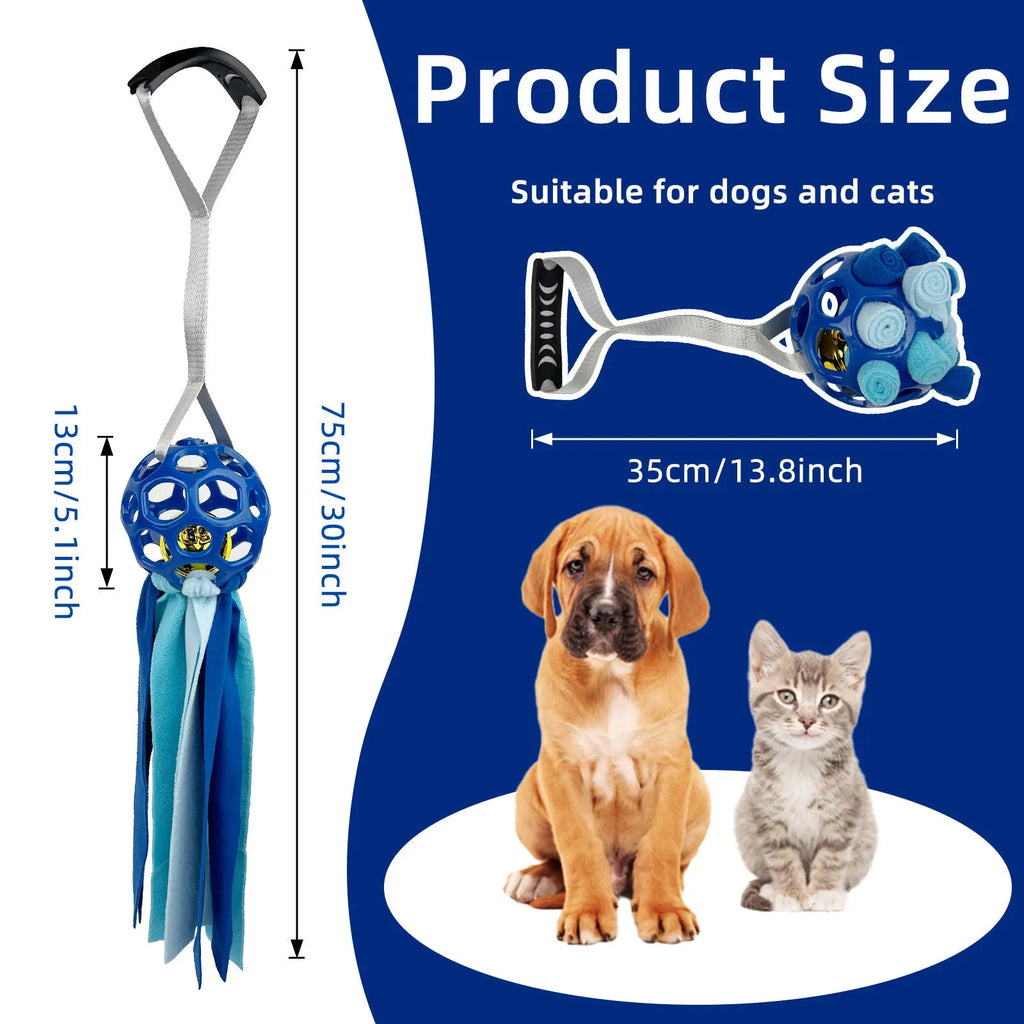 Interactive hollow ball pet toy with TPR sound mechanism in multiple colours for dogs and cats