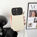 Simple contrast colour business large window TPU phone case for iPhone 11 to 16 Pro Max in white or black