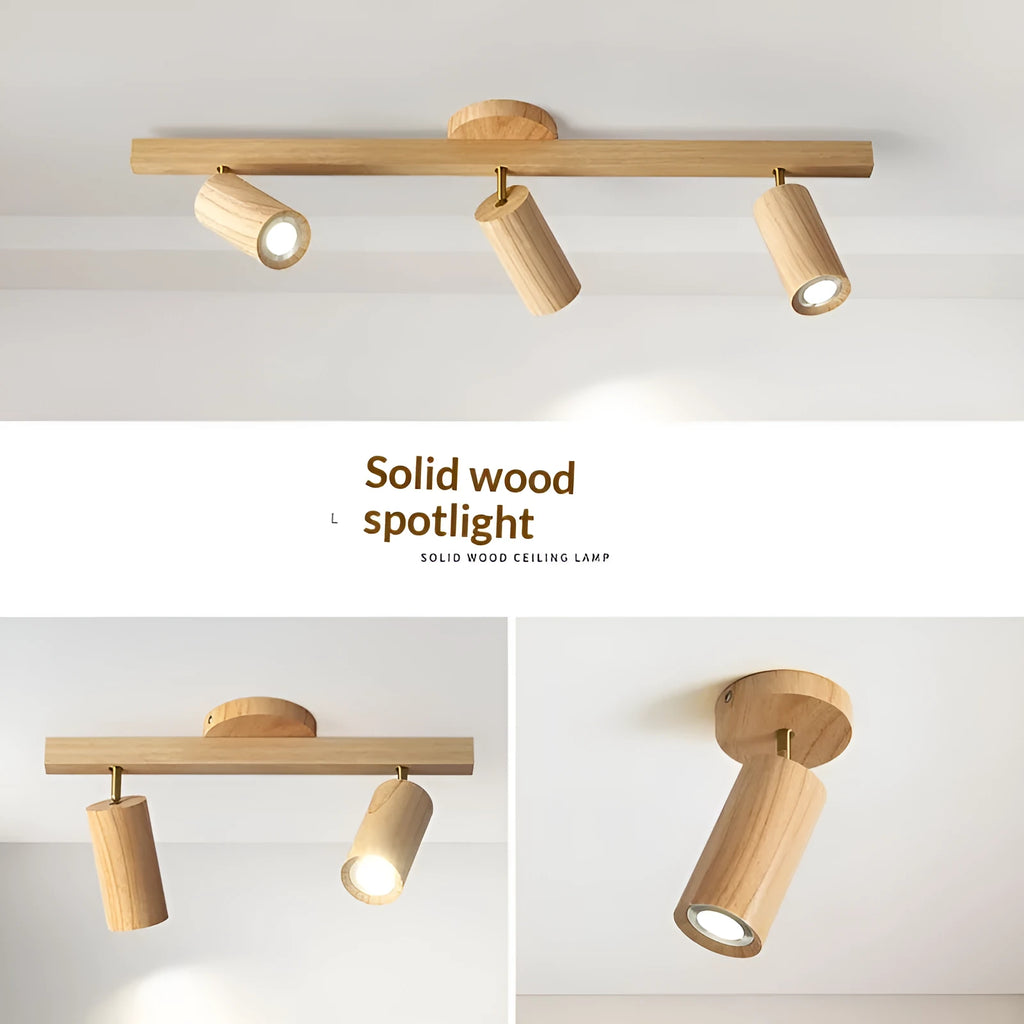 Modern minimalist log style 3-head spotlight living room lamp with LED neutral light