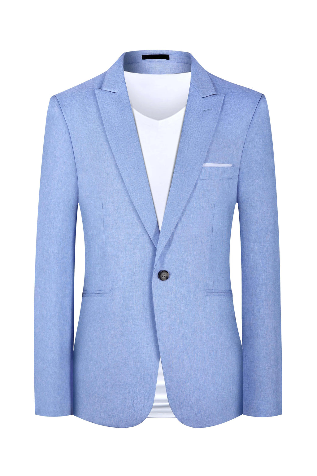 Men's light blue Western-style suit jacket for casual spring and summer wear.