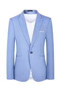 Men's light blue Western-style suit jacket for casual spring and summer wear.
