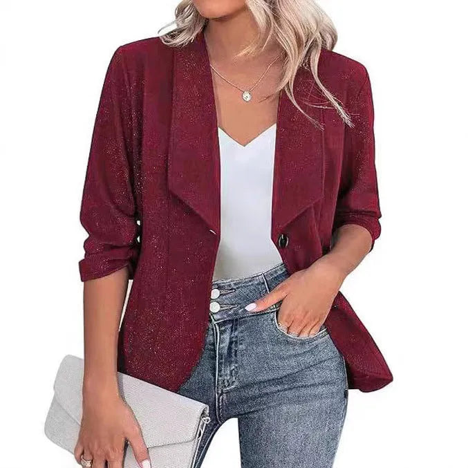 Slim fit women's cardigan jacket in black, white and wine red colours with regular long sleeves