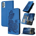 Datura embossed leather phone case with flip card slot for Samsung in brown colour