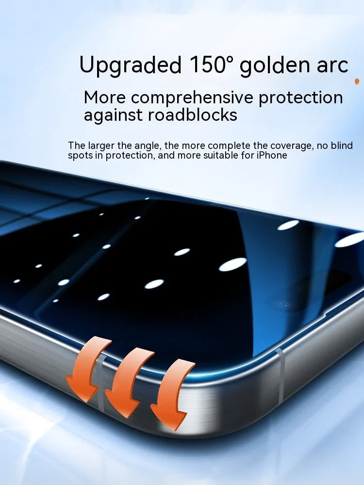 Tempered glass screen protector for iPhone 13 and 14 models, transparent front film with dust free mounting and no white edges.