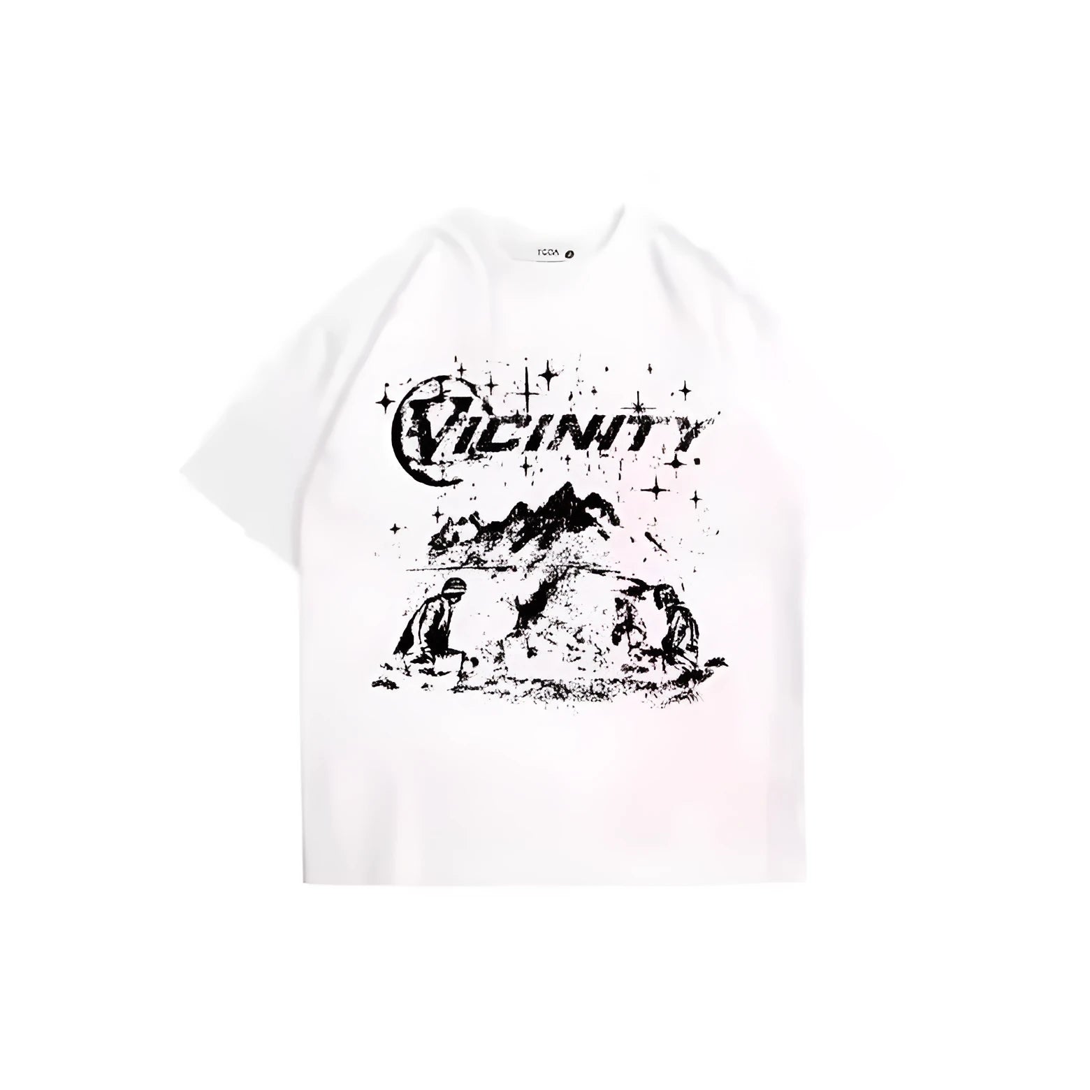 Men's grey graphic t-shirt with retro hip hop print, showing front design.