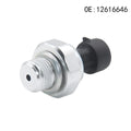 Silver metal fuel pressure sensor for automotive applications with model numbers displayed