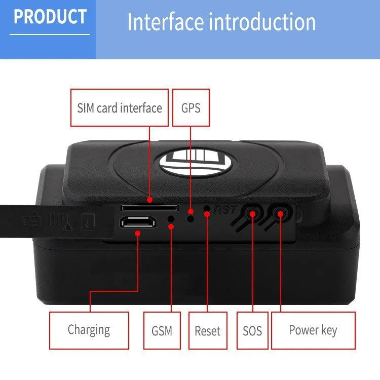4G TK202A car satellite tracking locator with ABS housing, 74 x 43 x 31 mm, and 6500 mA battery