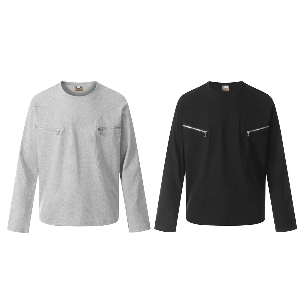 Men's cotton pullover sweatshirt with long sleeves in loose retro design showing black and floral grey colour options