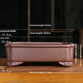 Rectangular antique-style purple sand flowerpot for bonsai, shown on a floor.