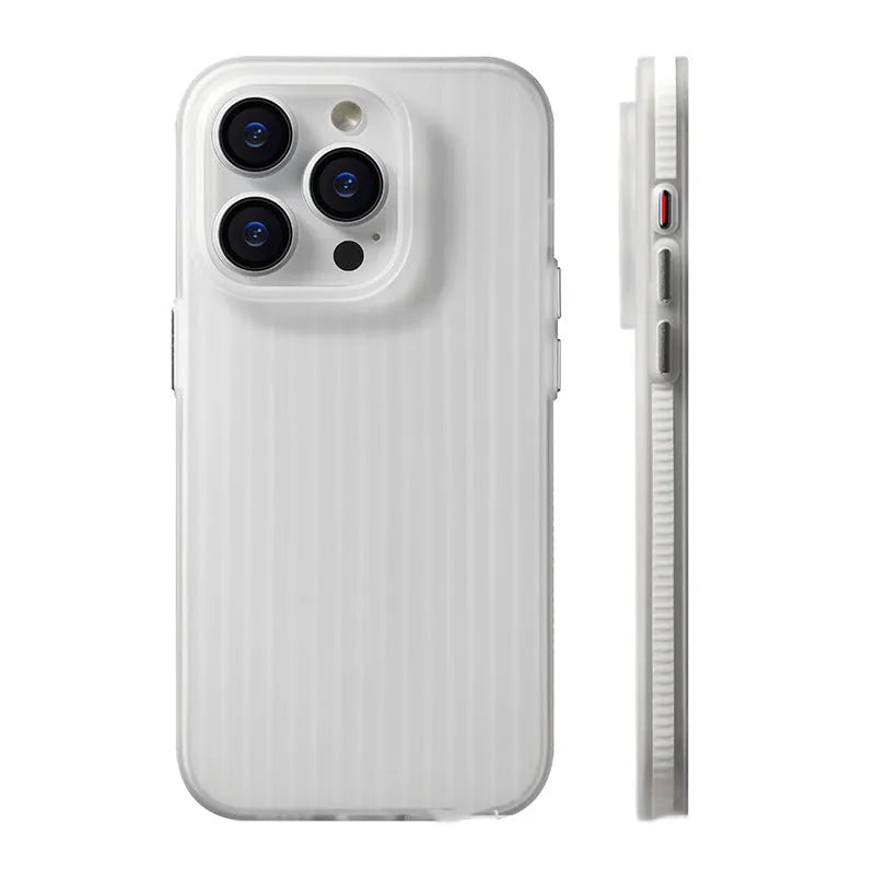 Apple iPhone 15 Pro Max non-slip striped sand PC hard shell phone case black shell orange edge