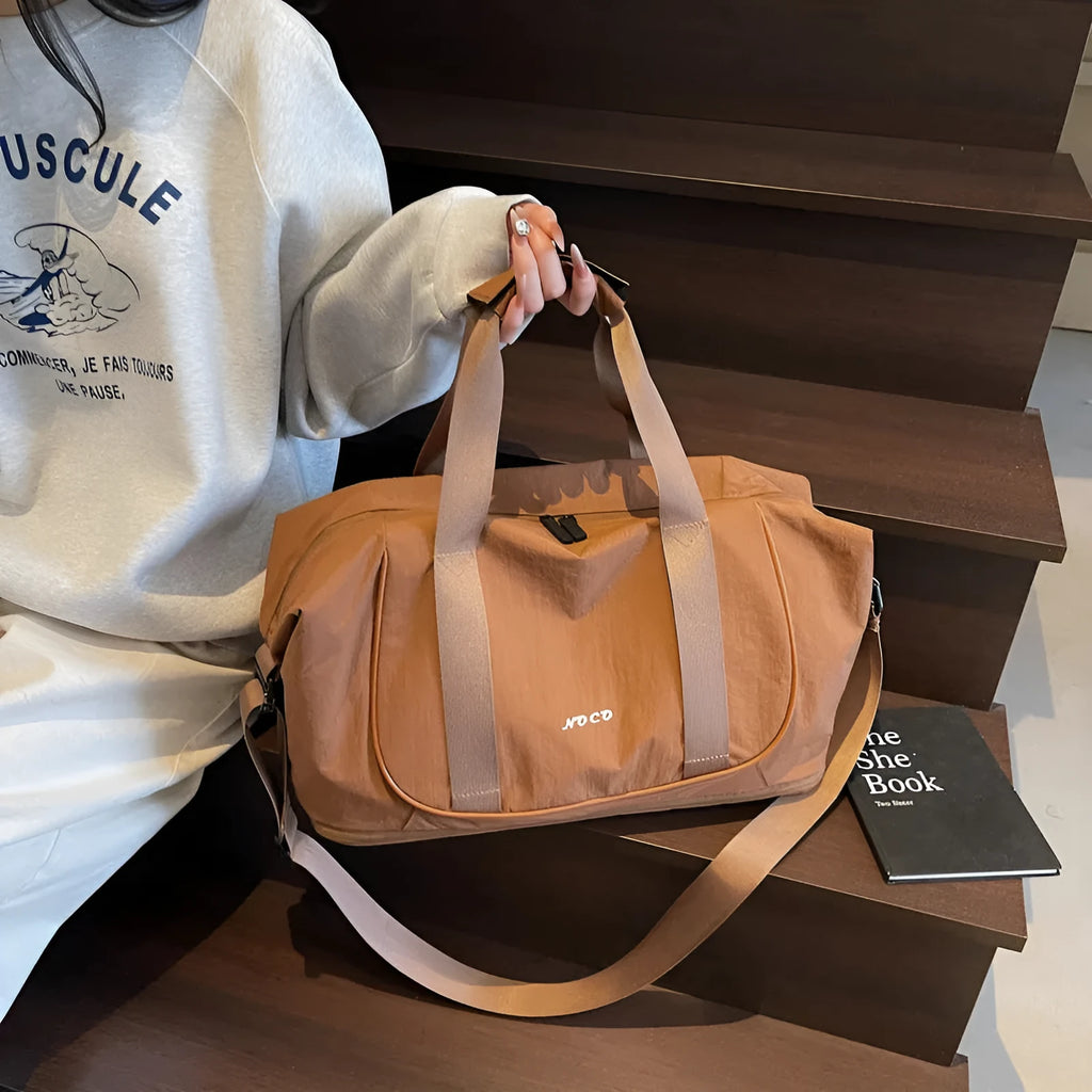 Oxford cloth crossbody bag for yoga and outdoor travel in solid colour
