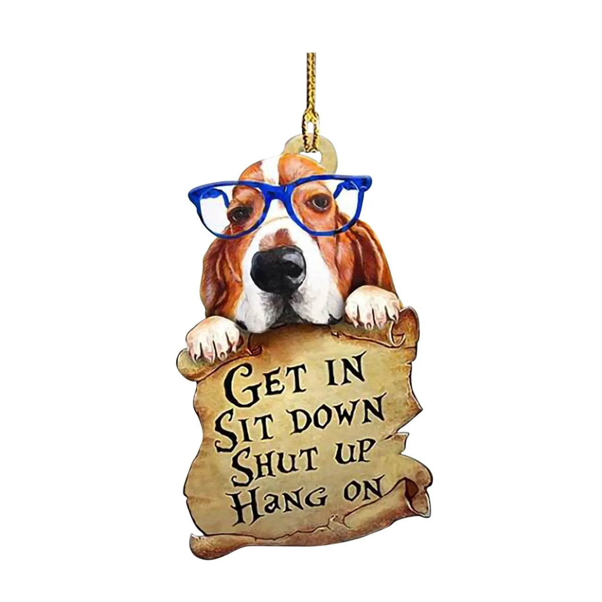 Acrylic dog pendant in cartoon style on a keychain, 8x10 cm, colour A07