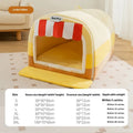 Large painted dog bed with removable sponge cushion in rock yellow-lucky colour pattern