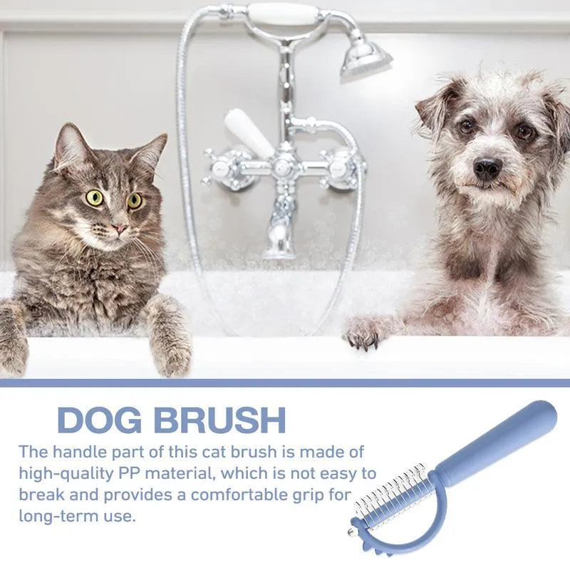 Dinosaur shaped double-sided self-cleaning cat brush with stainless steel pins