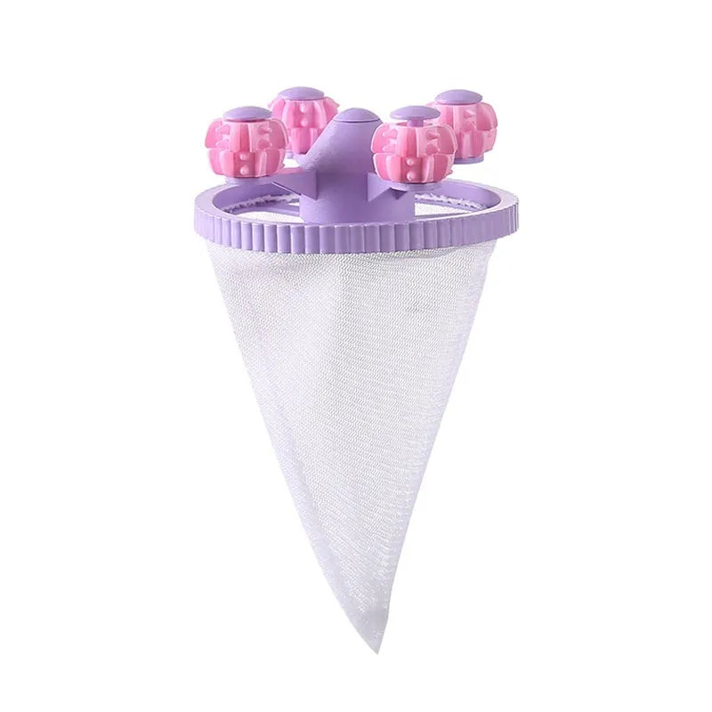 Universal washing machine hair removal filter screen in blue, pink or purple colours