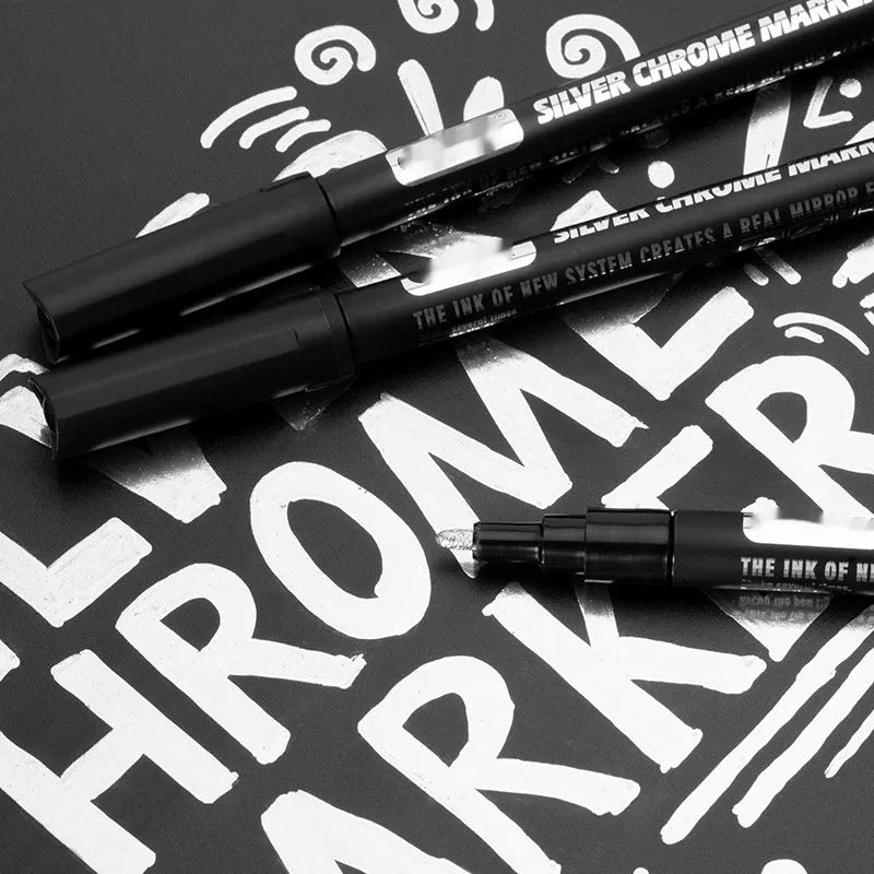 Waterproof marker pen for writing on glass and plastic surfaces in 1mm or 2mm line thickness