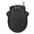 Cow-shaped retractable helmet lock with steel cable in silver and black colour variations