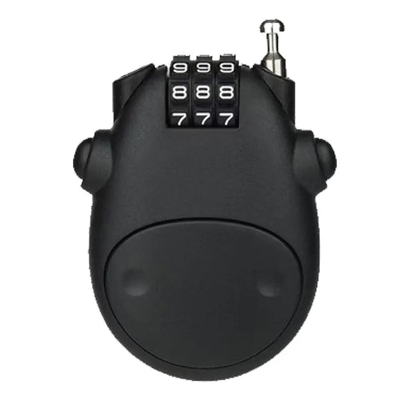 Cow-shaped retractable helmet lock with steel cable in silver and black colour variations