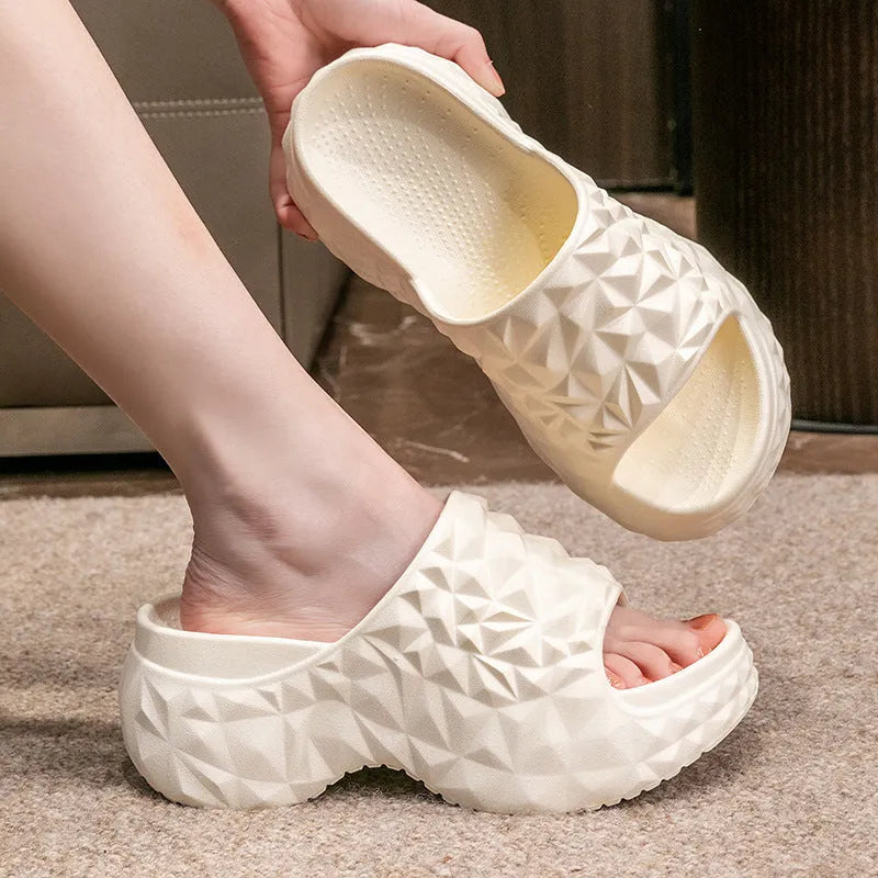 High heel EVA slippers with thick sole in black, khaki and white colour options