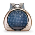 Transparent capsule-style cat carrier bag in PC canvas with solid colour finish.