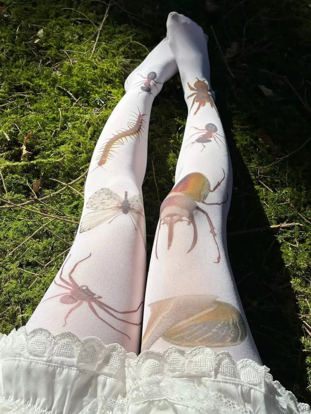 Printed sheer white pantyhose for women free size thin legwear