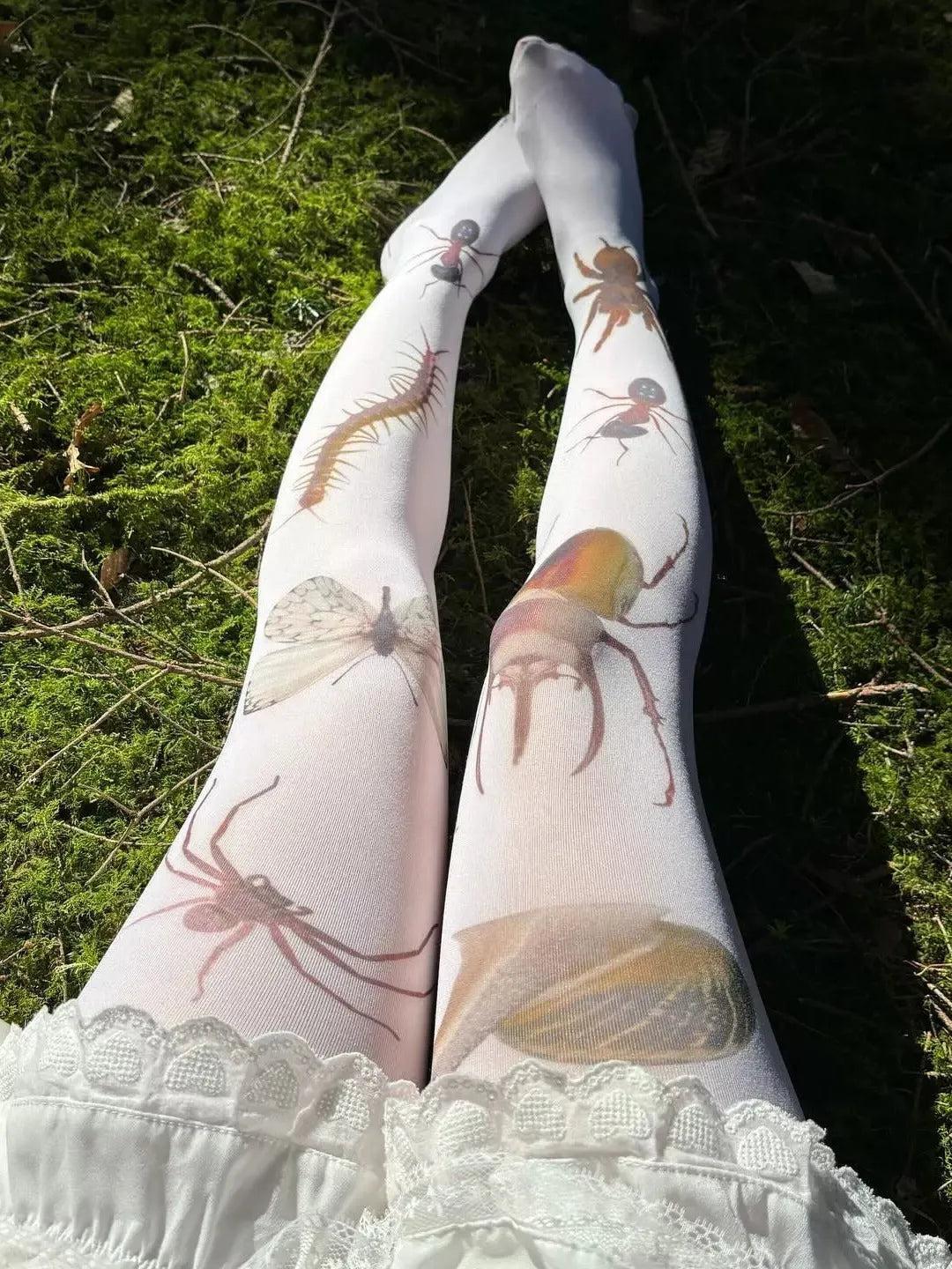 Printed sheer white pantyhose for women free size thin legwear