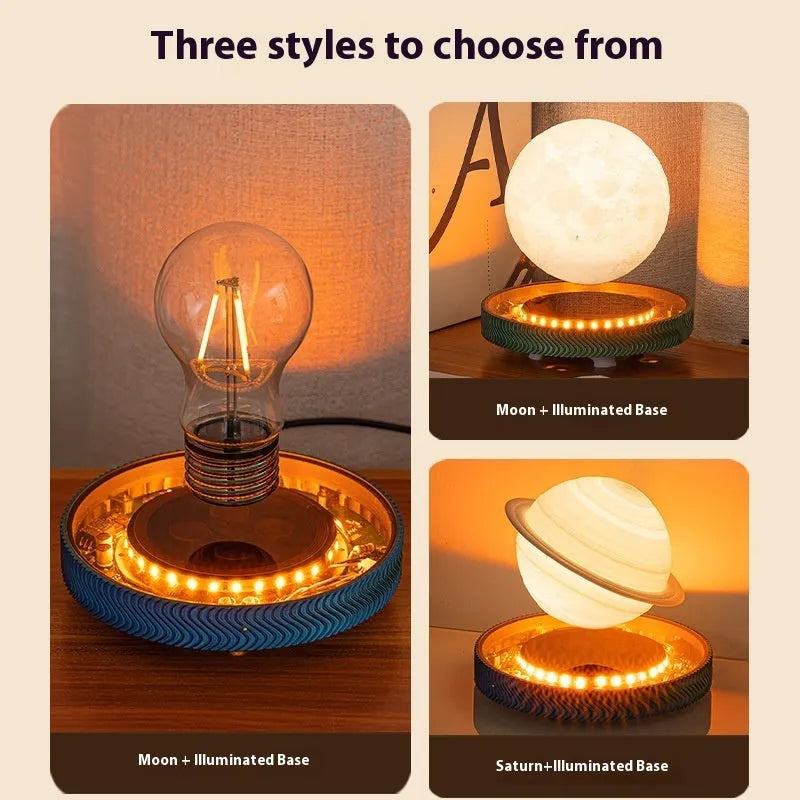 Magnetic suspension 3D printed night lamp showing floating decorative element