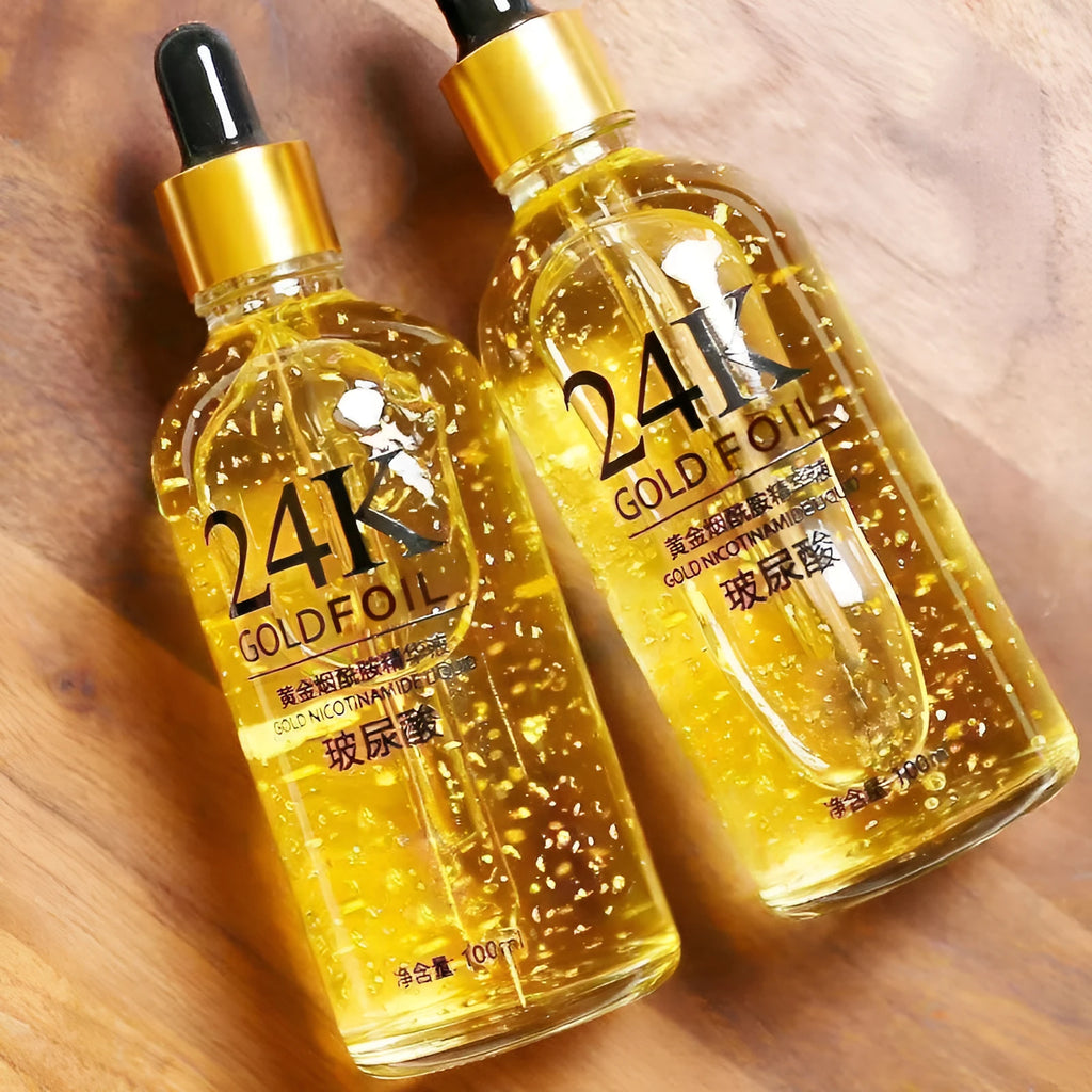 24K Nicotinamide Hyaluronic Acid Facial Essence bottle with 100g net content.