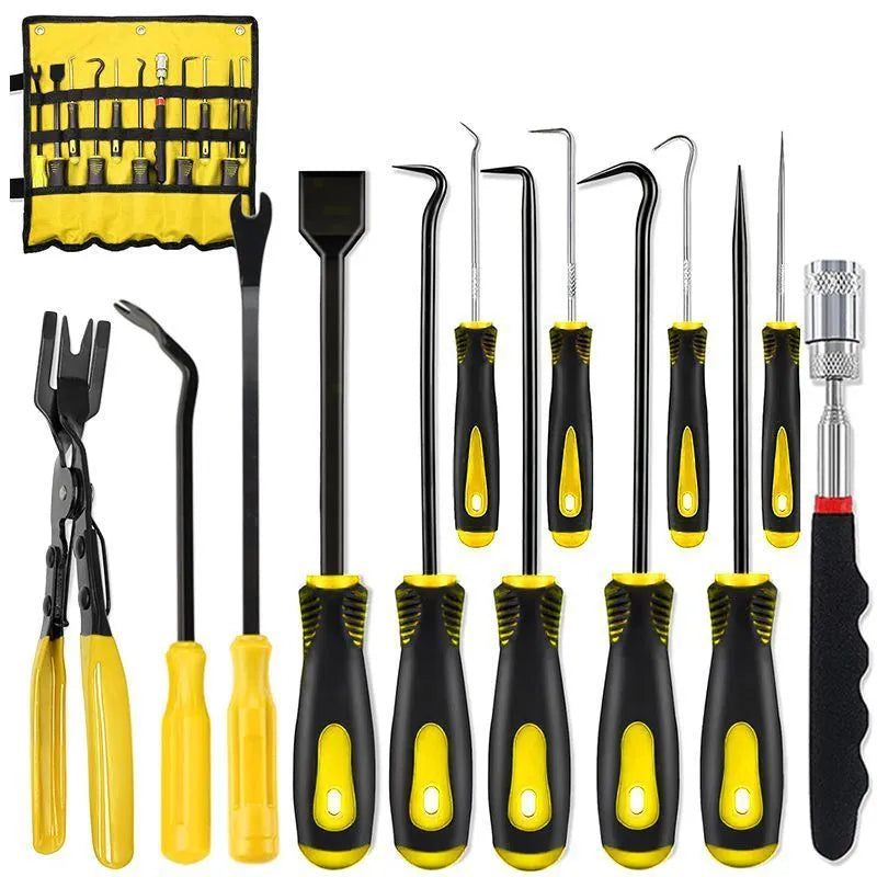 13-piece oil seal screwdriver hook set in blue with Oxford strap cloth bag for auto repair disassembly