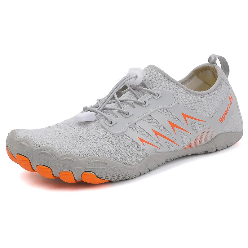 Men's quick-drying river tracing shoes in apricot colour with mesh upper and rubber sole